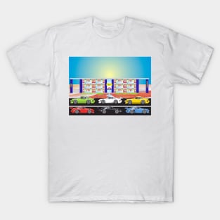 Boulevard Park with Porsche Sports Cars T-Shirt